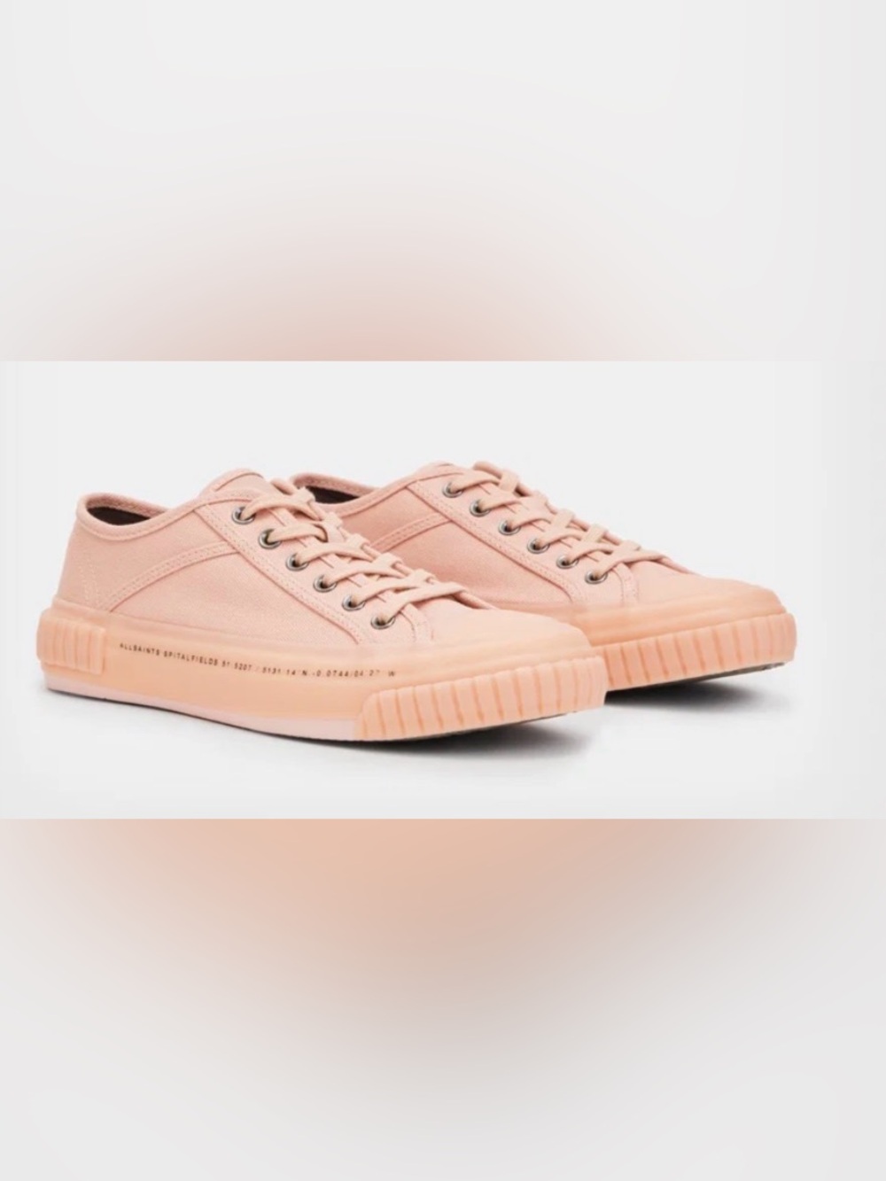 AllSaints Ghost Jackie Low-Top Canvas Sneakers. Chunky platform. Misty pink. 6.5